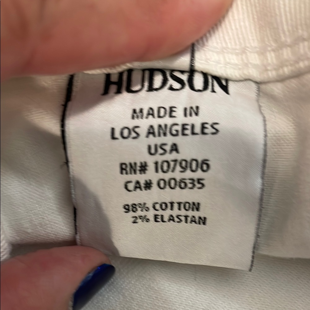 Hudson Mid Rise Collin Skinny Jean 5 Pocket 2 Back Flap Pockets White NWT 27 - Picture 2 of 10